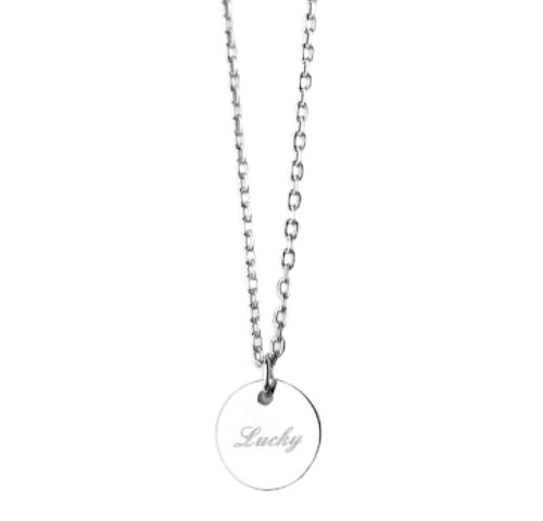 Collier en argent sterling S925 pour femme avec une délicate médaille ronde gravée d'une lettre