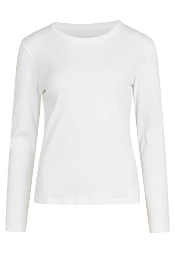 Shirt à col rond femme en coton côtelé blanc premium NORVIG