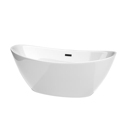 Dorrit 66 Inch Freestanding Bathtub in White with Matte Black