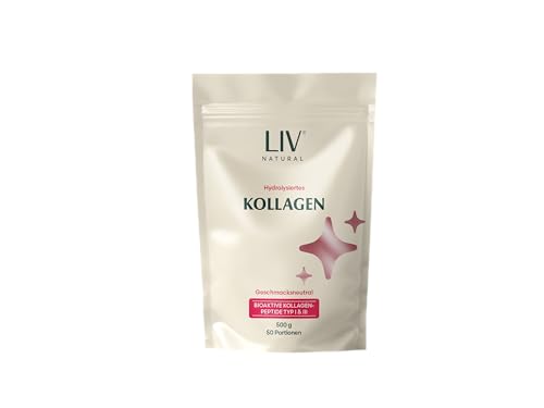 LIV Kollagen Pulver Typ 1 und 3 [50-Tage-Vorrat, 500g] | Collagen Hydrolysat | 100% zertifizierte Grasfütterung (SOLUGEL®) | Geschmacksneutral & Klumpenfrei | Made in Germany | Ohne Zusatzstoffe