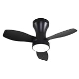 BEL AIR HOME - Ventilatore da soffitto TAURUS con motore DC e luce LED 24 W, 6 velocità dell'aria e 3 temperature di luce, telecomando incluso, (nero ciliegio)