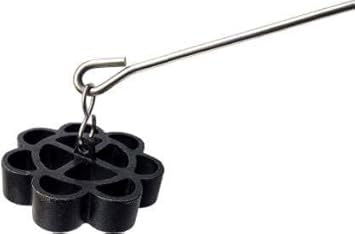 AGLOR This non-stick rose cookie maker. Roaster is purely non stick and handles are stay cool. Rust free material and plastic handle for comfortable holding. (black, silver)