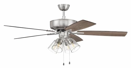 Craftmade P104BNK5-52DWGWN Pro Plus 52" Ceiling Fan with LED Lights & Pull Chain, 5 Reversible Driftwood/Grey Walnut MDF Blades, Brushed Polished Nickel thumbnail 6