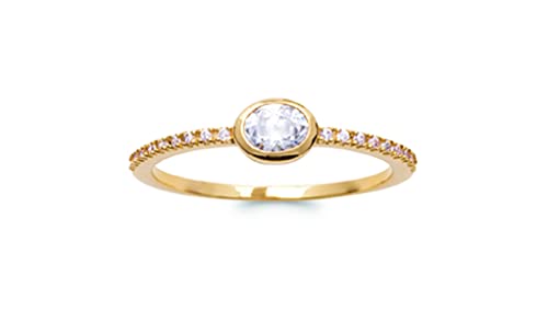 Bague Plaqué Or 18 carats Zircon Ovale et Oxydes Tata Gisèle