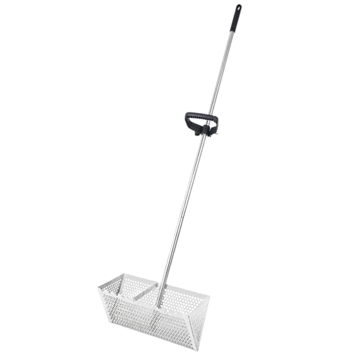 AshKiz Sand Flea Rake Detachable Sand Flea Rake The Shark Tooth Screen Comes with A 16-Inch-Wide Drain Screen with A 51-Inch Handle(Water Bucket not Included)