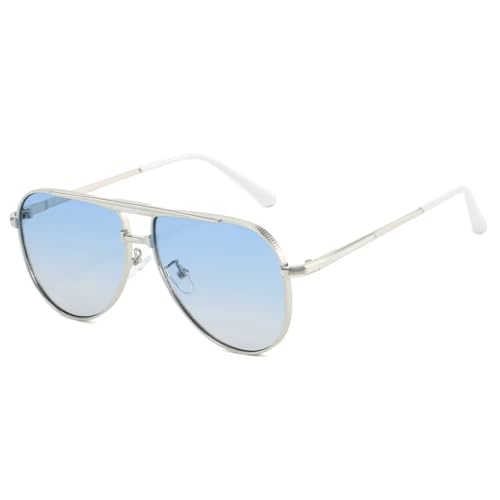 Lunettes de soleil rétro contre l'éblouissement double ponts en métal chic