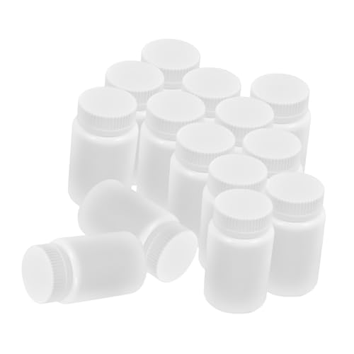 BIUDECO 20個入り ホワイトプラスチック製ピルボトル 携帯に便利な密封スクリューキャップ付 丸 魚油 試 保管用 試料液体 固体保存容器 軽量コンパクト設計