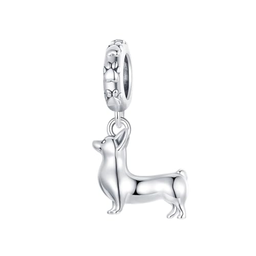 Corgi de plata 925 para pulsera como regalo de cumpleaños de mujer