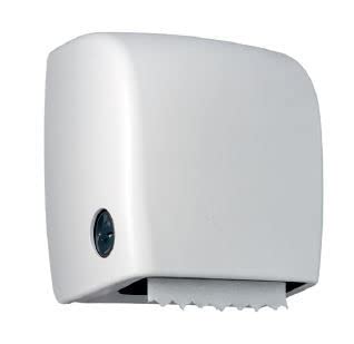 LacotManual Autocut Towel Paper Dispenser wallmounted with Plastic keyed lock, Made in DENMARK… (Solid White)