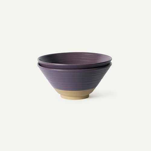 MORA Ceramic Ramen Bowl Set of 2, 45oz - Great for Pho, Miso Udon Soup, Instant Noodles, Serving, Thai or Asian Food - Microwave Safe Large Japanese Noodle Bowls, Modern Kitchen - Nebula