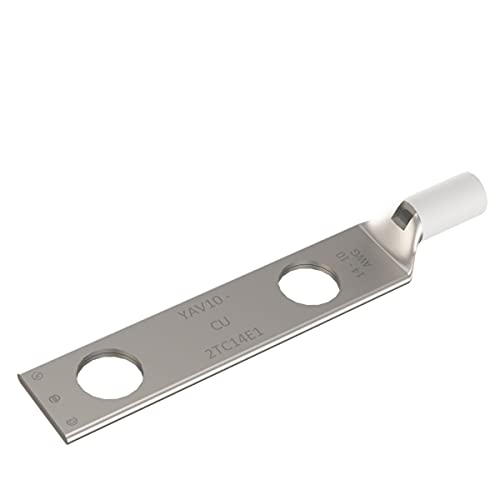 Burndy YAV10-2TC10 Two Hole Hylug Code Conductor Standard Barrel Copper Compression Terminal, #14-10 Str., #12-10 Sol. Conductor, # 10 Stud Hole Size, 5/8