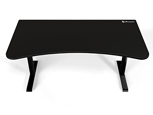 Arozzi Arena Ultrawide Curved Gaming And Office Desk With Full Surface Water Resistant Desk Mat Custom Monitor Mount Cable Management Cut Outs Under The Desk Cable Management Netting - Pure Black #TOP3