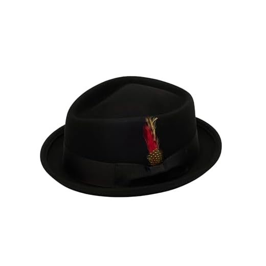hatsXcaps Diamond Crown Black Wool Pork Pie Hat for Men – Classic Lightweight Jazz Fedora for Outdoor Travel, Beach, Festivals, Casual Wear (UK, Alpha, XXL, XXL: 7 5/8 (62cm), Classic Black)