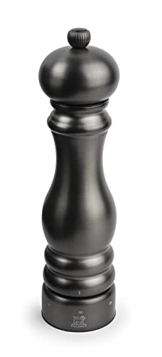 PEUGEOT - Paris Chef u'Select 22 cm Pepper Mill + Pepper Included - Made of Stainless Steel - 6 Predefined Grind Settings - Made in France - Carbon Colour