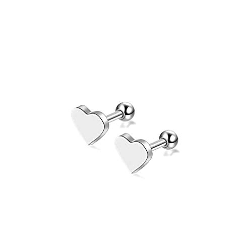Image for HENGSONG Women's Heart Stud Earrings Plated Silver Mini Heart,Plated Silver