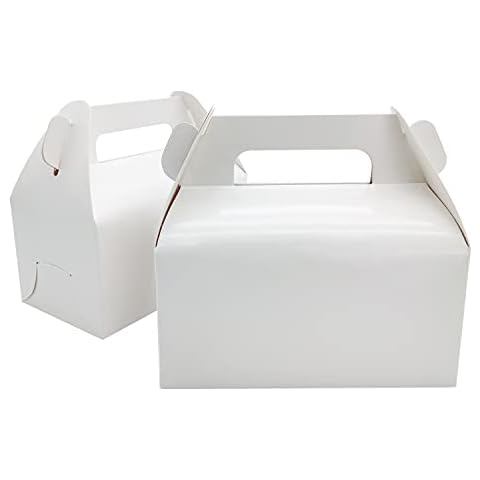 HUIJINTAO Kraft Favor Box/Decorative Kraft Gift Packing Box Cake Cupcake Dessert Chocolate Hand-held Gift Boxes for Parties, Birthdays, Weddings, Holidays(White,16.2 * 9.2 * 8cm,20Pack) Cover