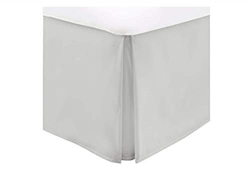 COTTINGOS King Size Pleated Bed Skirt - Brushed Premium Microfiber 1800 Series Hotel Quality Box Pleated Bed Skirt - 12 Inch Drop Size (Light Grey Solid, King Size)