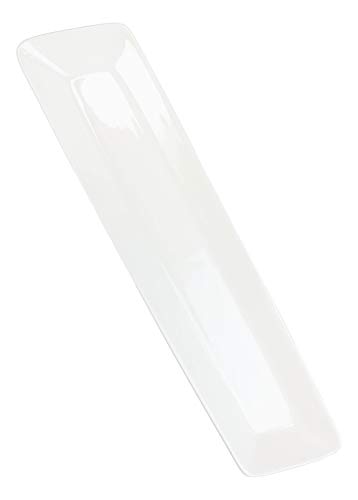 Ebros Contemporary Natural White Porcelain Irregular Rhombus Long Slim Profile Serving Platter Plate Tray Dish With Concave Basin Restaurant Supply Dishwasher Microwave Safe Dining Serveware (6) #TOP4