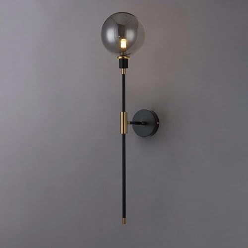 Aplique de pared lineal gris humo con varilla larga y acabados metálicos de alta calidad 7