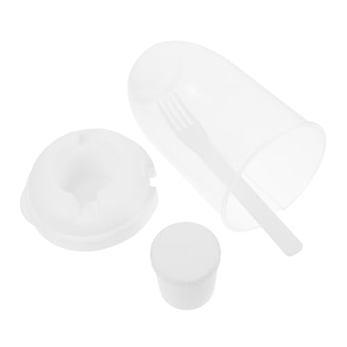 Mikinona Portable Salad Shaker Cup with Fork Leak Jar Container for Fruit Vegetable Dressing Food Storage for Lunch Snacks Stylish White Design