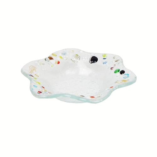 SOSPIRI VENEZIA - Florero pequeño de cristal de Murano decorado a mano, adorno para el hogar - Idea de regalo para recuerdo de ceremonia con elegante caja (13x13 cm, redondo)