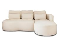Lisa Design Mahina - canapé d'angle Droit - 4 Places - Convertible avec Coffre - en Tissu Bouclette