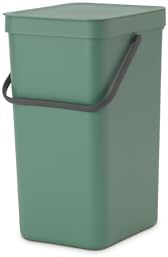 Sort & Go Recycling Trash Can 4.2 Gallons (Fir Green) Space-Efficient Plastic Garbage Can with Handle, Removable and Stay-Open Lid, Easy to Clean Kitchen Can Without Nooks and Rims
