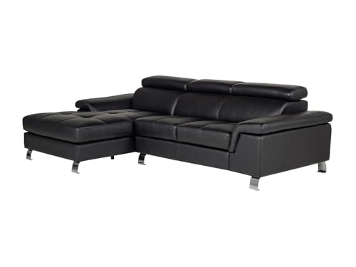 Vente-unique - Canapé d'angle Cuir Mishima - Noir - Angle Gauche
