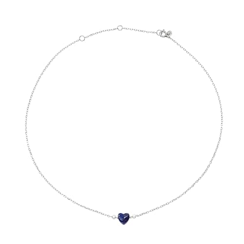 Breil, Collezione Candy, Collana Donna in Acciaio Lucido Effetto Specchio Colore Argento e Lapislazzulo a Forma di Cuore, Chiusura...