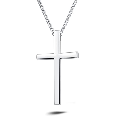 Collier Homme avec Pendentif Croix en Argent Sterling 925 Chaîne pour Hommes - Longueur 60 cm