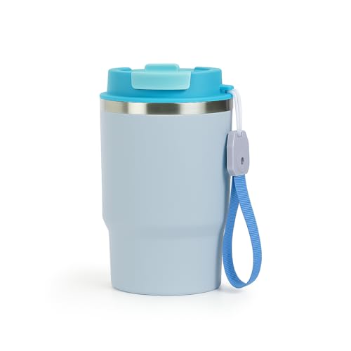 Image of YELONA 480 ML Double Wall Insulated Travel Coffee Tumbler Mug Sipper Thermos with 2in1 Flip Up Leak Proof - (Baby Blue)