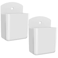 CYXZMYA 2er Set Fernbedienungs-Halterung weiß, Wandorganizer-Box mit Deckel – Aufbewahrungsbox für Fernbedienung, Stifte & Schlüssel (Wandmontiert für Zuhause/Büro)