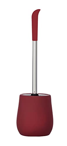 WENKO Brosse WC Sydney rouge mat - Porte-brosse WC avec revêtement Soft-Touch, Céramique, 12.5 x 39.5 x 12.5 cm, Rouge