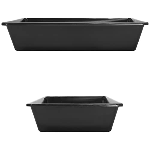 Petigi 3X Wanne aus Kunststoff Plastik Schüssel 20 L Staubbad Sandbad Plastikwanne Fusswanne Badewanne Kunststoffwanne eckig 60x40x12 cm Schwarz Aufbewahrung