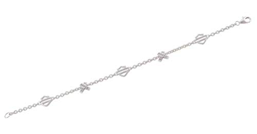 Harley-Davidson Women's Criss Cross Crystal B&S Sterling Silver Bracelet HDB0460