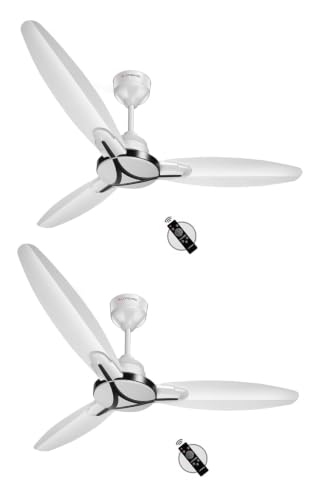 Image of LONGWAY Zephyr 1200 mm BLDC Ceiling Fan with Remote Control | BEE 5 Star Rated Energy Efficient | Ultra High Speed 3 Blade Anti-Dust Decorative Ceiling Fan (White, Pack of 2)