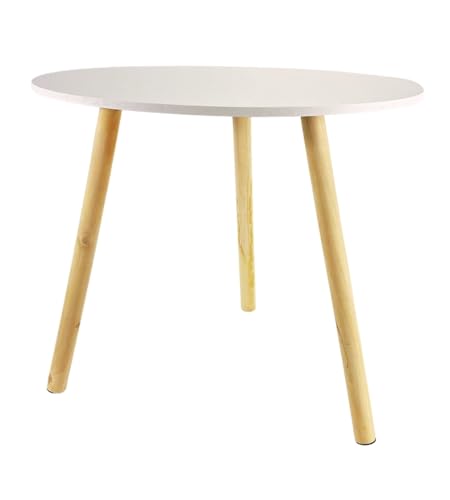Tavolino Ovale, Tavolino da caffè per soggiorno, Tavolino basso per soggiorno, con Gambe in Legno, Stile Scandinavo, per Salotto Camera da Letto, Tavolo in Legno Naturale, H39 x 46 x 34 cm (Bianco)