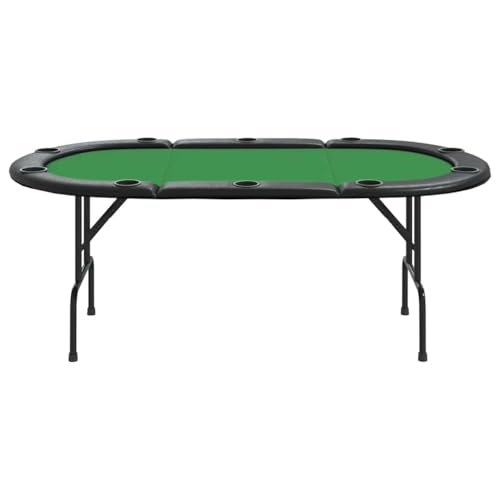 vidaXL Pokertisch, Spieltisch mit Getränkehaltern, Klappbarer Poker Tisch in Casinoqualität, Casino Kartenspiel Tisch für 10 Spieler, Grün, 207x106x76 cm – Bild 4