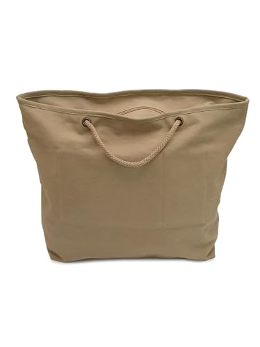 Image of The House of tara Cotton Oversized Canvas Tote Bag with Zip Pouch | YKK Zipper Closure | Padded Pocket for Tablet & Sunglasses /Phone | Bottle Holder | Strong Nylon Handles | Women