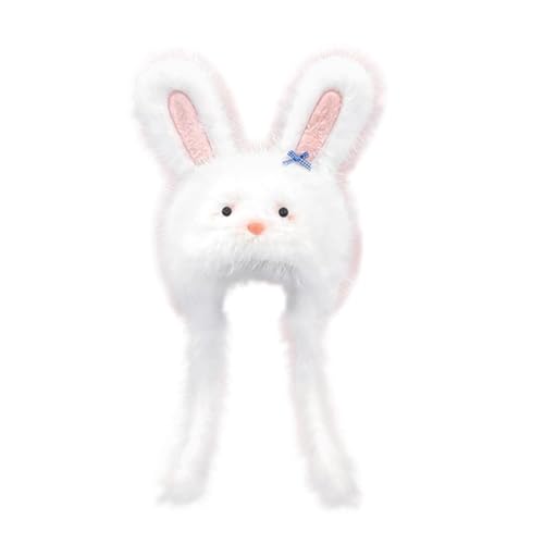 Furry Cartoon Head Covering with Ear for Girls Cartoon Hat with Bowknot Oversized Headgear Hat for Winter Photo Props