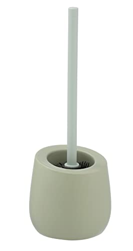 WENKO Brosse WC Badi Vert Pale céramique - Porte-brosse WC avec soies en silicone et brosse pour rebords, Céramique, 13.5 x 38 x 13.5 cm, Vert