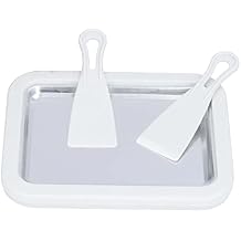 Rolled Ice Cream Maker for Kids, Unplugged Stainless Steel Ice Cream Maker Fried Yogurt Machine Fruit Ice Cream Plate Fried Ice Tray with 2 Spatulas for HouseholdWhite