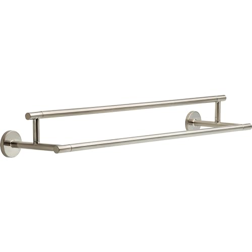 Image of DELTA FAUCET Rubber Limited 75925-SS Trinsic 24 in. Double Wall Mount Towel Bar Bath Hardware Accessory in Stainless Steel