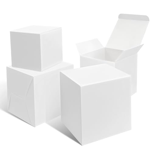 XAGLVV Small White Gift Boxes 3x3x3 Tiny Recycled Paper Boxes for Party Favors Wedding Cookies Candles Bulk 25 Pcs Empty Small Gift Boxes with Lids