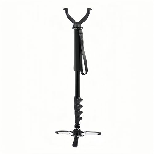 JINSE Bastones de tiro para rifles de caza, 22-64 pulgadas, monopié de aluminio ajustable con base de trípode