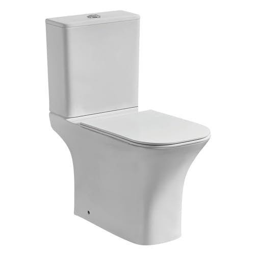 Go Bathrooms Rimless Toilet Close Coupled WC Pan & Soft Close Bathroom Toilet Seat Eco Flush
