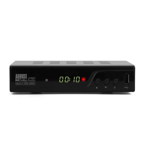 August Dvb502 256 Gb Ssd Decodificador Tdt Hd, Tuner Doble Receptor Tdt Tv Grabadora Con Epg De 7 Días, Hdmi Full Hd 1080p, Pausa Y Rebobinado En Tiempo Real - Subtítulos Y Descripción De Audio