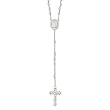 Diamond2Deal Sterling Silver Polished Rosary Necklace Fine Jewelry Gift for Women