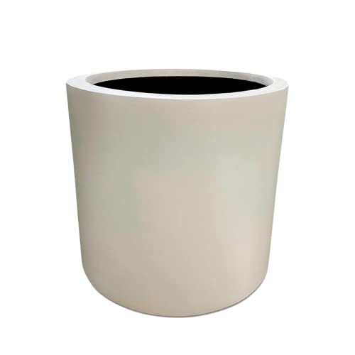 Elly Décor 10 Inch Fiberstone Planter Drainage Hole And Plug,Round Cylinder Pot, Ultra Lightweight Flower Pot,10 Inch, White #TOP5