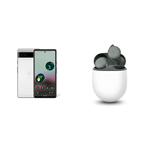 Google Pixel 6a - 5G Android Phone - Unlocked Smartphone with 12 Megapixel Camera and 24-Hour Battery - Chalk & Pixel Buds A-Series - Wireless Earbuds - Headphones with Bluetooth - Dark Olive